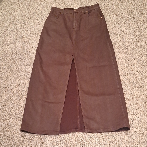 Pilcro Dresses & Skirts - Anthropologie Pilcro Deep Rust Coated Denim Maxi Skirt